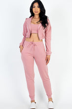 Load image into Gallery viewer, French Terry Cropped Cami with Zip-up Jacket and Joggers Set (CAPELLA)