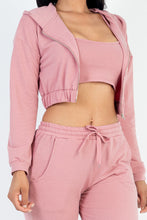 Load image into Gallery viewer, French Terry Cropped Cami with Zip-up Jacket and Joggers Set (CAPELLA)