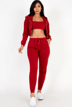 Load image into Gallery viewer, French Terry Cropped Cami with Zip-up Jacket and Joggers Set (CAPELLA)