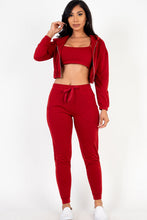 Load image into Gallery viewer, French Terry Cropped Cami with Zip-up Jacket and Joggers Set (CAPELLA)