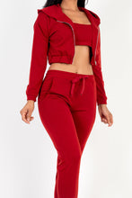 Load image into Gallery viewer, French Terry Cropped Cami with Zip-up Jacket and Joggers Set (CAPELLA)