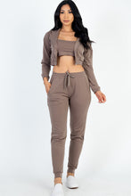 Load image into Gallery viewer, French Terry Cropped Cami with Zip-up Jacket and Joggers Set (CAPELLA)