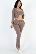 Load image into Gallery viewer, French Terry Cropped Cami with Zip-up Jacket and Joggers Set (CAPELLA)