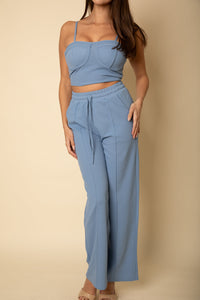 Bustier Crop Cami Top & Slant Pocket Straight Pants (CAPELLA)
