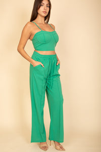 Bustier Crop Cami Top & Slant Pocket Straight Pants (CAPELLA)