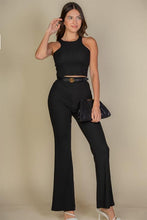 Load image into Gallery viewer, Ribbed Cropped Top and Bootcut Pants Sets (CAPELLA)