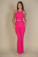 Load image into Gallery viewer, Ribbed Cropped Top and Bootcut Pants Sets (CAPELLA)