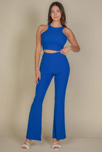 Load image into Gallery viewer, Ribbed Cropped Top and Bootcut Pants Sets (CAPELLA)