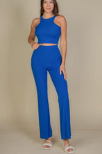 Load image into Gallery viewer, Ribbed Cropped Top and Bootcut Pants Sets (CAPELLA)