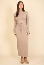 Load image into Gallery viewer, Mock Neck Bell Sleeve Crop Top &amp; Maxi Skirt Set (CAPELLA)