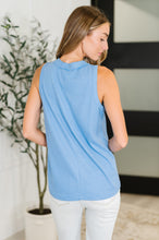 Load image into Gallery viewer, Andree By Unit Buttoned Up Buttercup Sleeveless Top in Ocean Blue