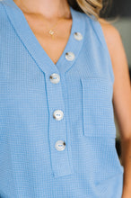 Load image into Gallery viewer, Andree By Unit Buttoned Up Buttercup Sleeveless Top in Ocean Blue