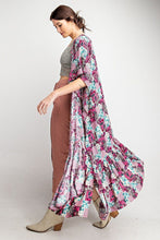 Load image into Gallery viewer, EASEL Rayon Challis Ruffle Bottom Maxi Open Kimono