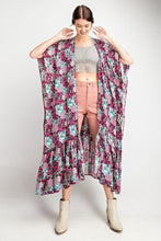 Load image into Gallery viewer, EASEL Rayon Challis Ruffle Bottom Maxi Open Kimono