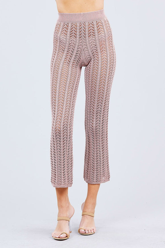 ACTIVE BASIC Flare Long Fishnet Sweater Pants