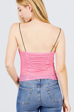 Load image into Gallery viewer, ACTIVE BASIC V-neck W/shirring Detail Elastic Strap Mesh Cami Top