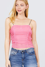 Load image into Gallery viewer, ACTIVE BASIC V-neck W/shirring Detail Elastic Strap Mesh Cami Top