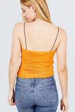 Load image into Gallery viewer, ACTIVE BASIC V-neck W/shirring Detail Elastic Strap Mesh Cami Top