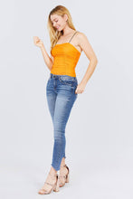 Load image into Gallery viewer, ACTIVE BASIC V-neck W/shirring Detail Elastic Strap Mesh Cami Top