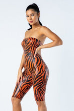 Load image into Gallery viewer, BELITA COLLECTION Zebra Print Tube Romper With Front O Ring Zipper Detail