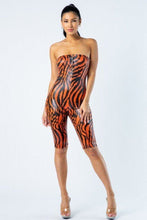 Load image into Gallery viewer, BELITA COLLECTION Zebra Print Tube Romper With Front O Ring Zipper Detail