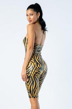 Load image into Gallery viewer, BELITA COLLECTION Zebra Print Tube Romper With Front O Ring Zipper Detail