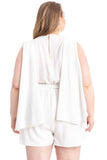 SYMPHONY Shimmer Fabric Draped Open Sleeve Romper