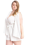 SYMPHONY Shimmer Fabric Draped Open Sleeve Romper