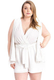 SYMPHONY Shimmer Fabric Draped Open Sleeve Romper