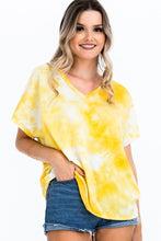 Load image into Gallery viewer, CY FASHION Tie-dye Top Featured In A V-neckline And Cuff Sort Sleeves