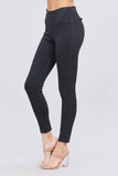 ACTIVE BASIC Waist Elastic Band Ponte Pants