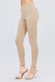 ACTIVE BASIC Waist Elastic Band Ponte Pants