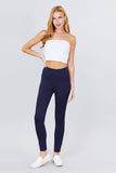 ACTIVE BASIC Waist Elastic Band Ponte Pants