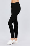 ACTIVE BASIC Waist Elastic Band Ponte Pants