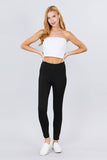 ACTIVE BASIC Waist Elastic Band Ponte Pants