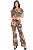 SYMPHONY Zebra Print Crop Top And Palazzo Pants Set