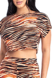 SYMPHONY Zebra Print Crop Top And Palazzo Pants Set