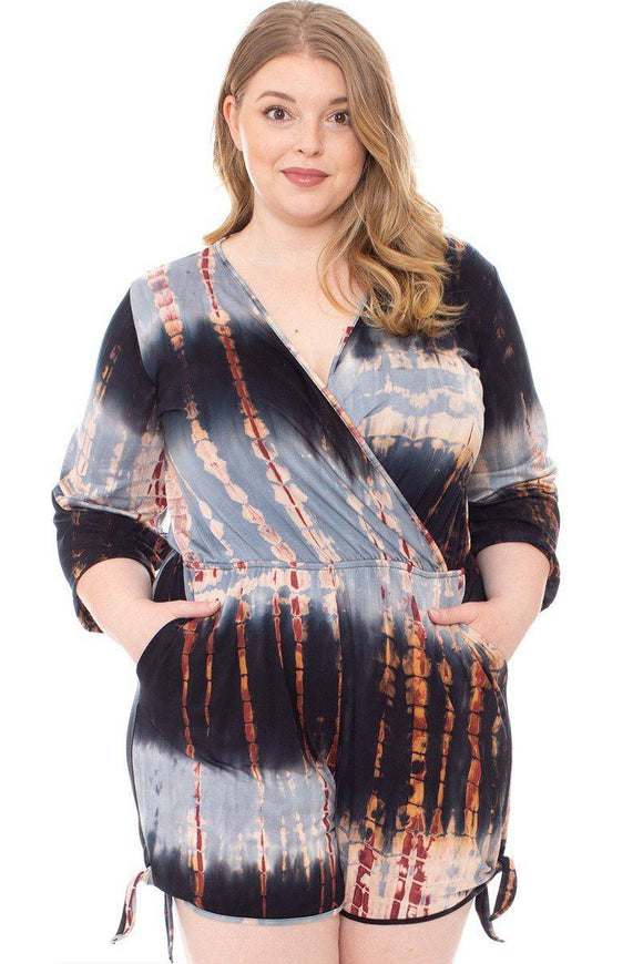 SYMPHONY Tie Dye Wrap Plussize Romper