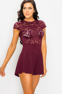 PRIVY Floral Sheer Lace Combo Romper