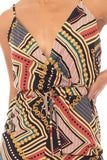 SYMPHONY Boarder Print Wrap Drawstring Waist Jumpsuit