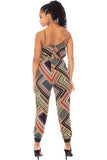 SYMPHONY Boarder Print Wrap Drawstring Waist Jumpsuit