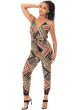 SYMPHONY Boarder Print Wrap Drawstring Waist Jumpsuit