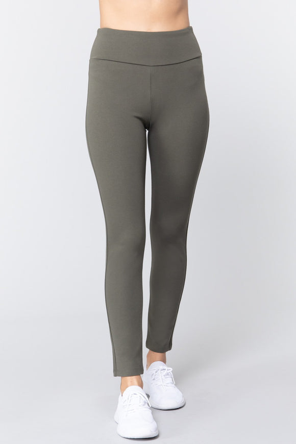 ACTIVE BASIC Waist Band Long Ponte Pants