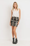 PAPER CRANE Sequence Pattern Mini Skirt