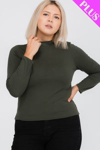 CAPELLA APPAREL Plus Size Mock Neck Solid Top