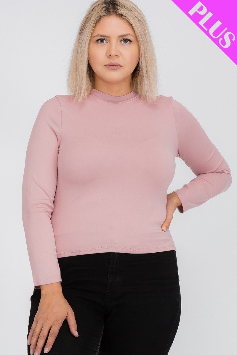 CAPELLA APPAREL Plus Size Mock Neck Solid Top