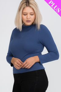 CAPELLA APPAREL Plus Size Mock Neck Solid Top