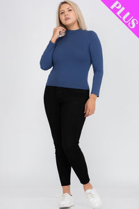 CAPELLA APPAREL Plus Size Mock Neck Solid Top