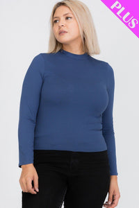 CAPELLA APPAREL Plus Size Mock Neck Solid Top