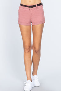 ACTIVE BASIC Twill Belted Short Pants